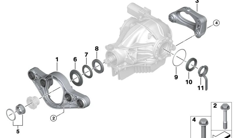 Adaptador delantero OEM 33172284774 para BMW F87 (M2), F80 (M3), F82 (M4 Coupé), F83 (M4 Cabrio). Original BMW