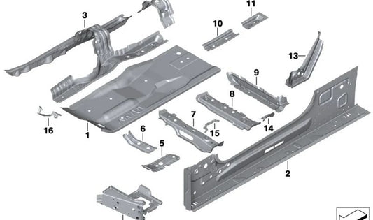 Linke Fersenplatten-Querstange für BMW 5er F90, G30, G31, G38, 6er G32, 7er G11, G12, 8er F91, F92, F93, G14 (OEM 41008493863). Original BMW