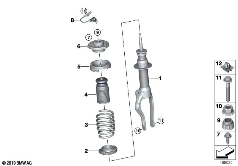 Front shock absorber for BMW I15 (OEM 37106886233). Original BMW