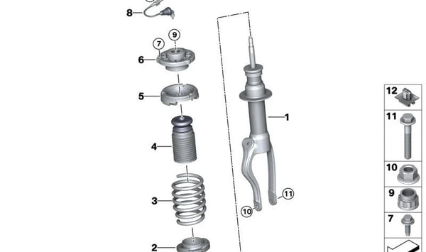 Resorte helicoidal delantero para BMW I15 (OEM 31336890557). Original BMW