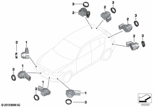 Sensor ultrassônico Estorilblau 2 para BMW F20, F21, F22, F23, F87 (OEM 66209261599). BMW original