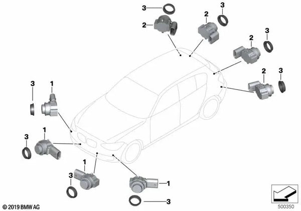 Sensor ultrasónico Estorilblau 2 para BMW F20, F21, F22, F23, F87 (OEM 66209261599). Original BMW