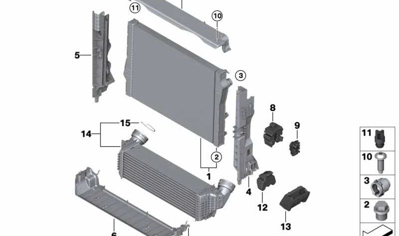 Refrigerador de refrigerante para BMW X5 E70, X6 E71 (OEM 17117533472). Original BMW