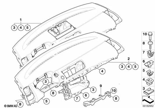 Envolvente del Tablero de Instrumentos para BMW E81, E82, E87N, E88 (OEM 51459158356). Original BMW