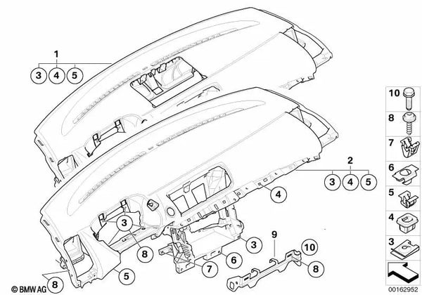 Revestimiento del Panel de Instrumentos para BMW Serie 1 E81, E82, E87N, E88 (OEM 51459158358). Original BMW.