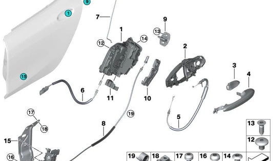 Placa de montaje trasera derecha OEM 51227450416 para BMW F93 (M8 Gran Coupé), G16 (Serie 8 Gran Coupé). Original BMW