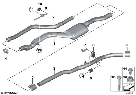 Tubo delantero para BMW Serie 5 F10, F11 (OEM 18308510383). Original BMW.