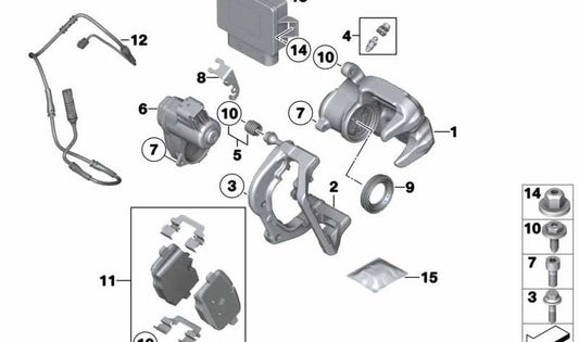 Supporto morsetto freno sinistro OEM 34217846695 per BMW F06, F12, F13. BMW originale