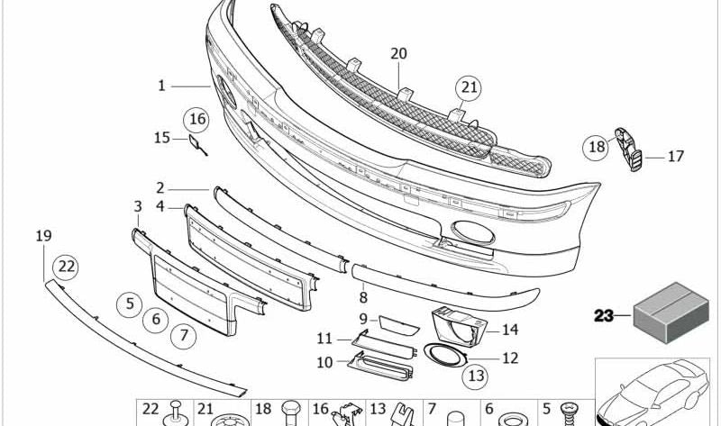 Soporte para faro antiniebla derecho OEM 51112496370 para BMW E46. Original BMW.