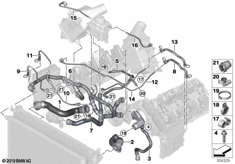 Tubo de ventilación del intercooler para BMW Serie 7 G12 (OEM 17127991488). Original BMW.