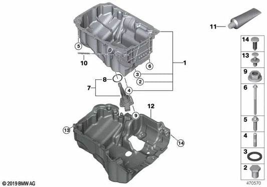 Ölwanne für BMW F20, F21, F22, F23, F30, F31, F35, F32, F36 (OEM 11138611690). Original BMW.