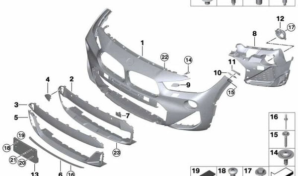 Cubierta Parachoques Imprimada Delantera para BMW F39 (OEM 51118083797). Original BMW.