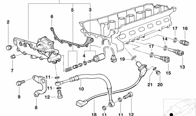 Closing screw with sealing ring for BMW 3 Series E36, 5 Series E34, E39, 7 Series E38 (OEM 11311722674). Original BMW.