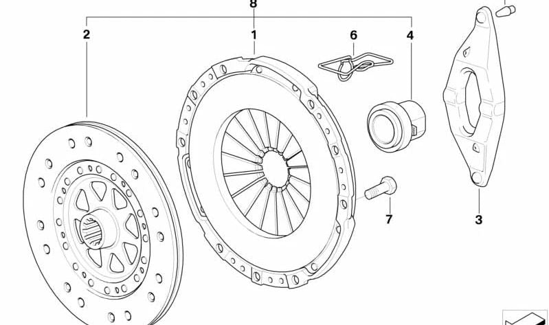 Juego de piezas de embrague para BMW E46, E39, E38 (OEM 21217515141). Original BMW