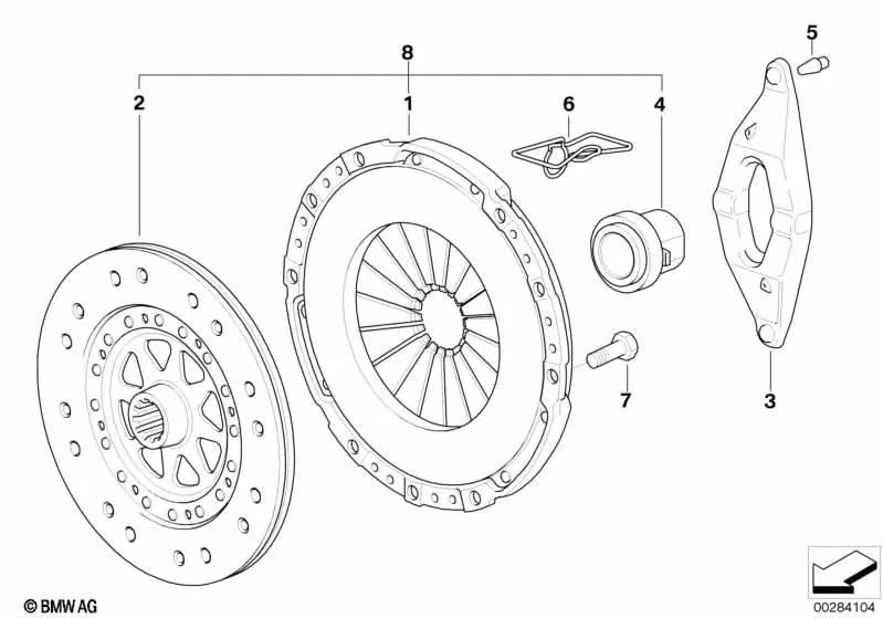 Conjunto de piezas de embrague para BMW E39, E38, E53 (OEM 21217528208). Original BMW