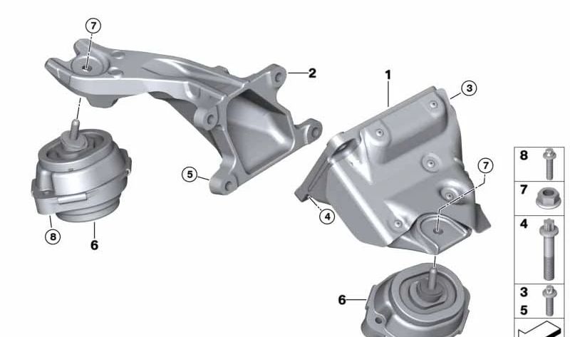 Soporte de motor izquierdo OEM 22116766785 para BMW E53. Original BMW.