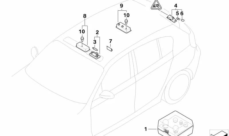 Luz de lectura interior trasera para BMW E81, E82, E87, E87N, E92, E92N (OEM 61319201628). Original BMW