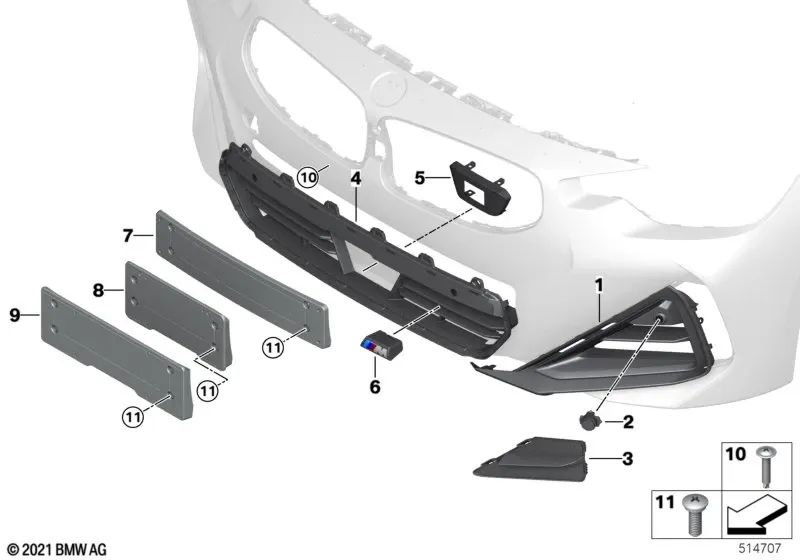 BMW G42 Supporto di punta (OEM 5115A25895). BMW originale.