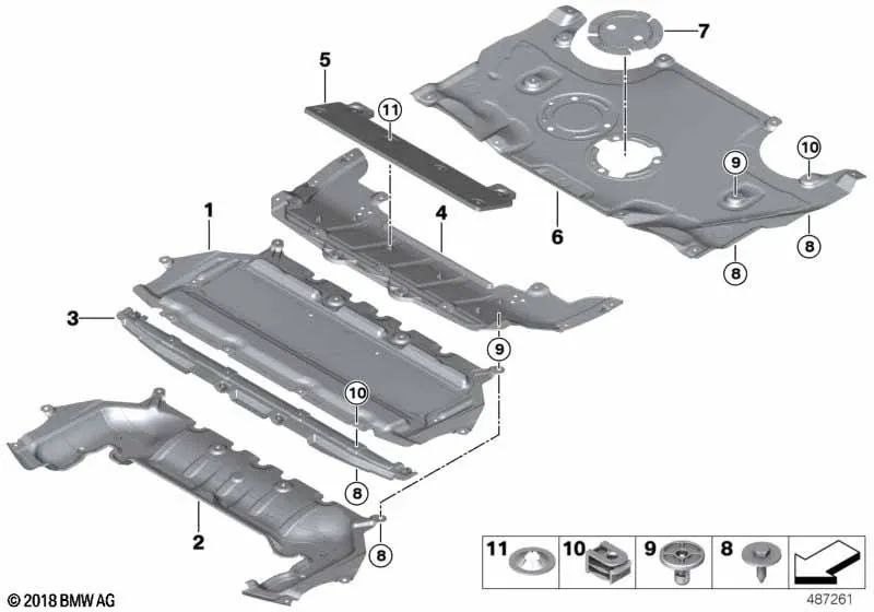 Protección del compartimento del motor delantero para BMW Serie 8 G15, G16 (OEM 51757463446). Original BMW