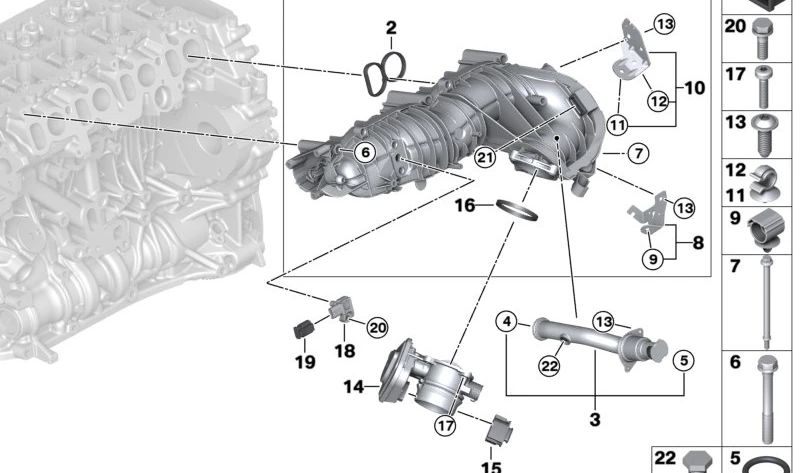 Elemento de fijación para BMW E81, E82, E87N, E88, E90, E90N, E91, E91N, E92, E93, E60N, E61N, E84, E83N (OEM 11617811301). Original BMW