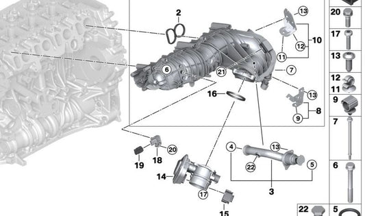 Intake Pipe OEM 11617102437 for BMW E81 E82 E87 E88 E90 E91 E92 E93 E60 E61 E84 E83. Original BMW.