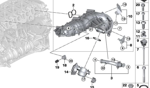 Tubería de admisión OEM 11617102437 para BMW E81, E82, E87, E88, E90, E91, E92, E93, E60, E61, E84, E83. Original BMW.