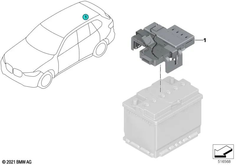 Distribuidor de corriente para BMW G20, G21, G30, G31, G60, G70, U11, G01, G05 (OEM 61147885012). Original BMW.