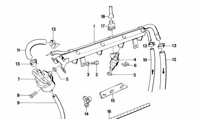 Tubo de Inyección para BMW Serie 3 E30 (OEM 13531308677). Original BMW.