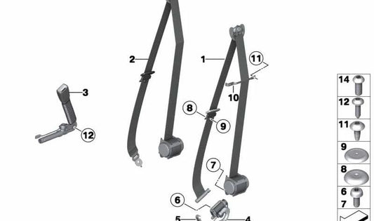 Correa superior delantera izquierda para BMW Serie 5 F10, F11 (OEM 72119164481). Original BMW