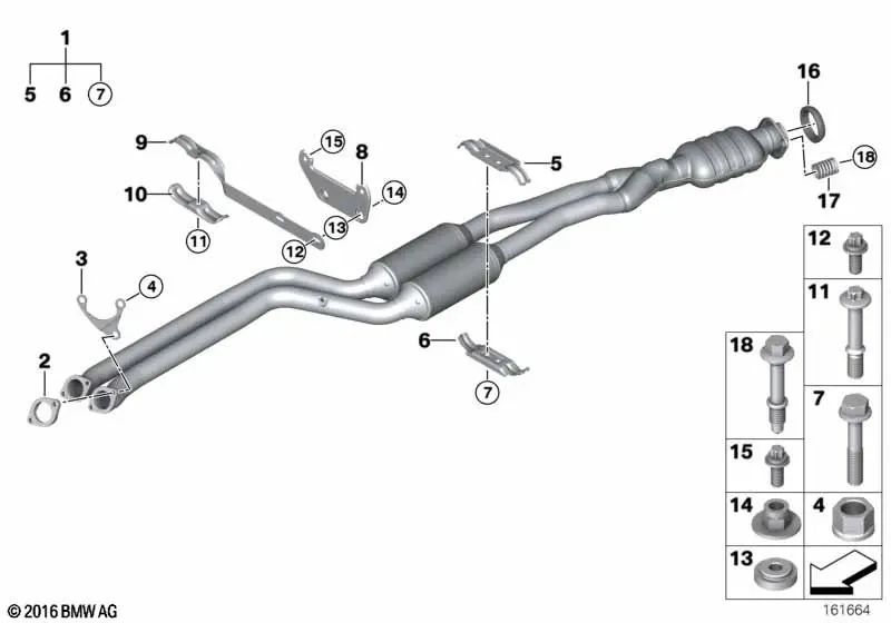 Tornillo hexagonal con brida para BMW Serie 3 E90, E91, E92, E93 y X1 E84 (OEM 18307550852). Original BMW.