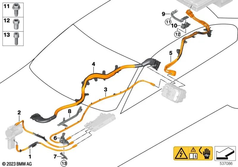 HV-Leitung EKMV for BMW 3 Series F30N (OEM 61126824109). Genuine BMW.