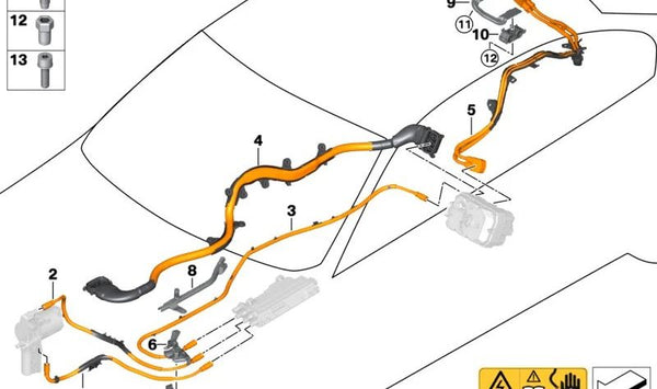 Descarga de tensión del arnés de cables inferior para BMW Serie 3 F30N (OEM 61139370417). Original BMW