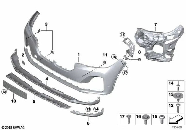 Juego de Soporte del Sensor PDC/PMA delantero para BMW G07 (OEM 51119478445). Original BMW.