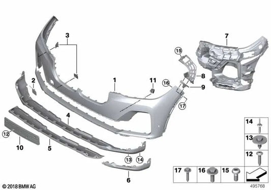 Front bumper trim primed for BMW G07 (OEM 51119478439). Original BMW