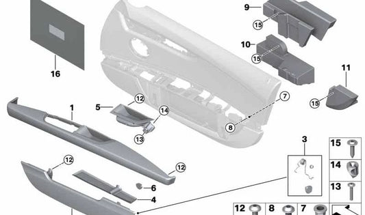 Right Door Panel Inner Handle OEM 51419147565 for BMW Z4 (E89). Original BMW