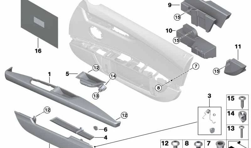 Compartimento abatible puerta delantera izquierda OEM 51417216321 para BMW Z4 E89. Original BMW.