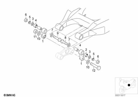 Hexagonal Screw M10X47 for BMW E169 (OEM 33172345390). Original BMW Motorrad