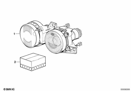 Doble faro derecho para BMW E34, E32 (OEM 63121391322). Original BMW.