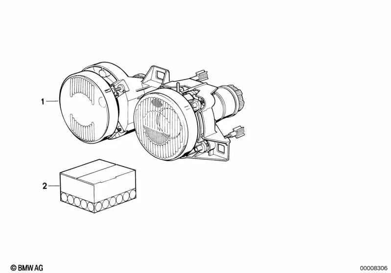 Double adjustable right headlight for BMW E34, E32 (OEM 63121391600). Original BMW.