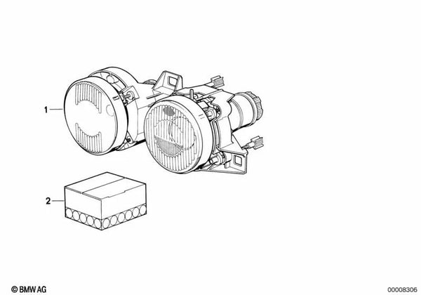 Doble Faro ajustable derecho para BMW E34, E32 (OEM 63121391600). Original BMW.