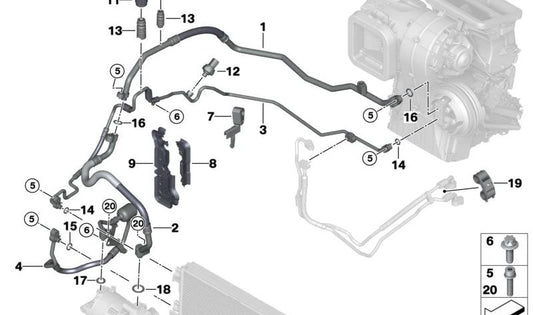 Linke Motorraumdichtung für BMW F40, F52, F44, F45, F46, F48, F49, F39 (OEM 64539312778). Original BMW