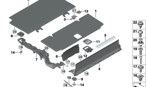 Fondo para el maletero para BMW X5 G05, G05N (OEM 51475A0B6C5). Original BMW.