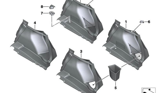 Bandeja portaequipajes derecha para BMW Serie 1 F20, F21 (OEM 51477249622). Original BMW.