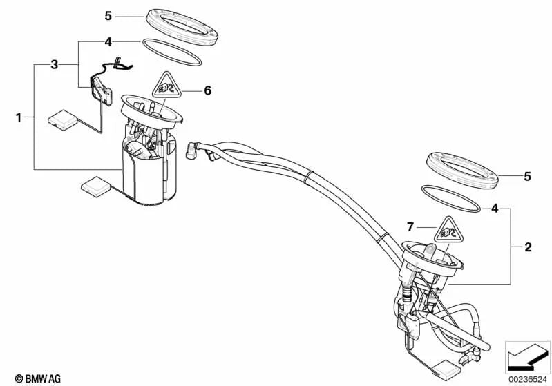 Rep.Satz Bomba de Combustible/Indicador de Nivel de Combustible para BMW E82, E87N, E90N, E84 (OEM 16117232447). Original BMW