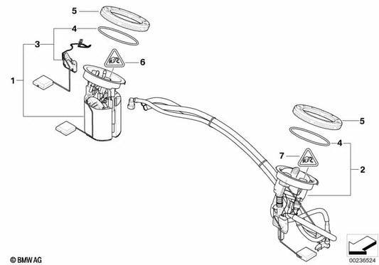 Rep.Satz Bomba de Combustible/Indicador de Nivel de Combustible para BMW E82, E87N, E90N, E84 (OEM 16117232447). Original BMW