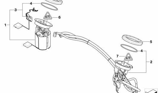 Rep. Conjunto Unidad de Alimentación Izquierda para BMW E87, E90, E91, E92, E93 (OEM 16117159160). Original BMW