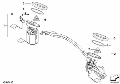 Kit de Repuesto Bomba de Combustible / Sensor de Nivel de Combustible para BMW E82, E88, E90, E91, E92, E93, X1 E84 (OEM 16147163298). Original BMW.