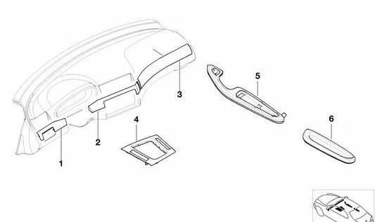 Rear right Alu armrest for BMW 3 Series E46 (OEM 51437895830). Original BMW.