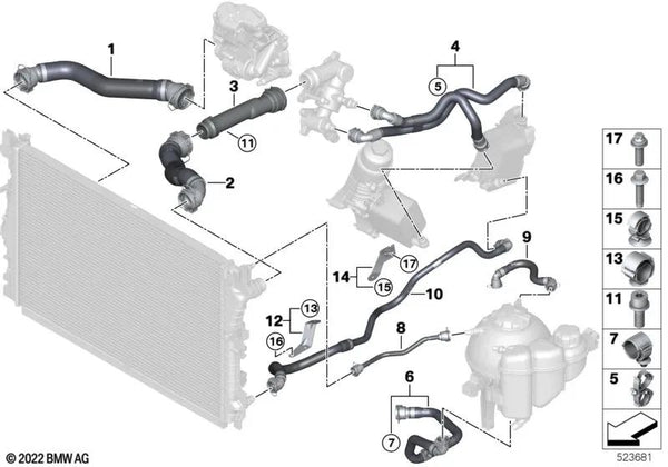 Manguera de Bomba de Refrigerante para BMW Serie 7 G70 (OEM 17129886759). Original BMW