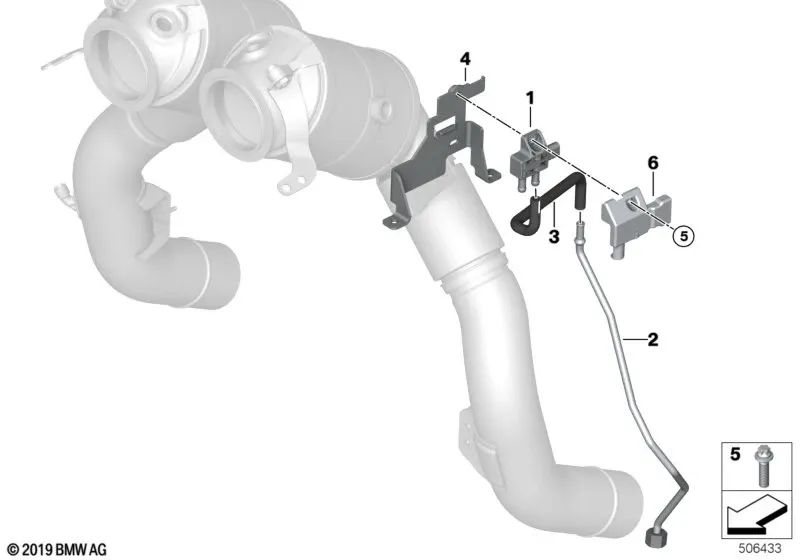 Supporto del sensore OPF per BMW G05, G06, G07 (OEM 13629487460). BMW originale.